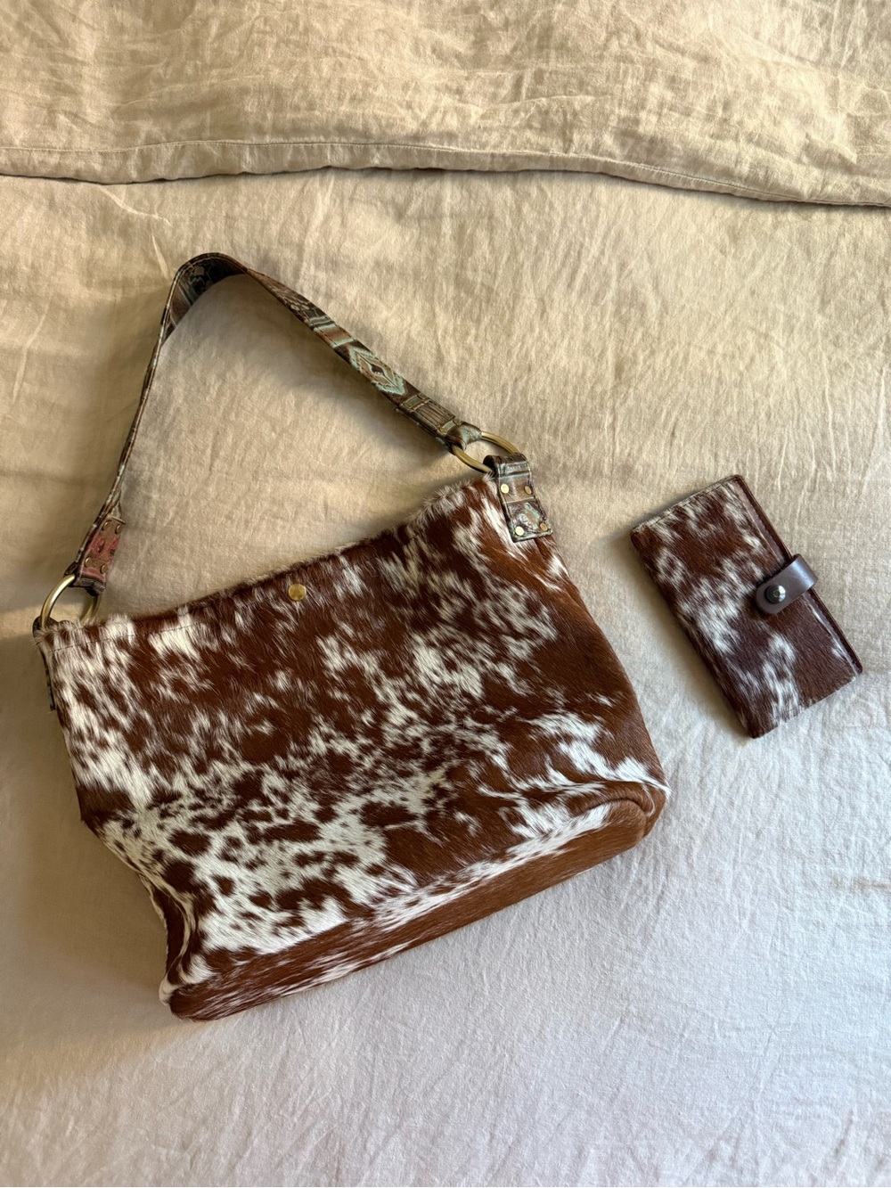 Real Cowhide Shoulder Bag with Matching Wallet